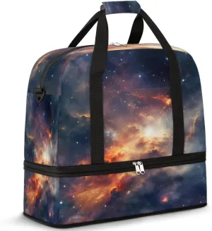 Travel Duffel Bag Nebula Universe Sport Gym Bag for Woman Man,Waterproof Foldable Weekend Overnight Bag for Yoga Workout Training with Shoe Compartment