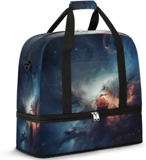 Travel Duffel Bag Outer Space Nebula Sport Gym Bag for Woman Man,Waterproof Foldable Weekend Overnight Bag for Yoga Workout Training with Shoe Compartment