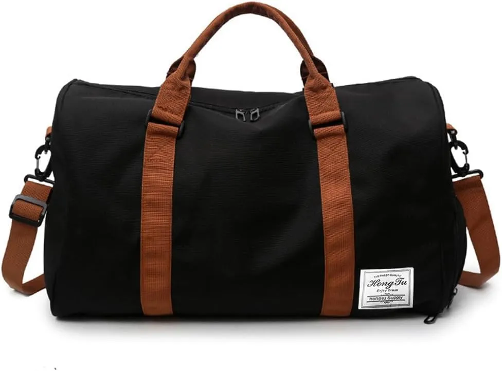 Travel Duffel Bags for Women/Men Sport Duffel Bag Large Gym Tote Bag Weekend Shoulder Bag Overnight Bag Hospital Bag Carry On Luggage with Shoe Compartment for Sport Gym Travel Black