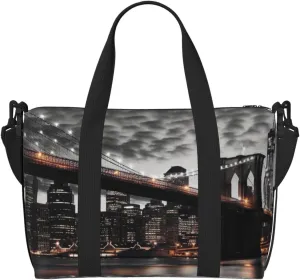 Travel Duffel Bags Personal Item Bag Carry on Luggage Bag Training Handbag Lightweight Waterproof Sports Gym Bag Brooklyn Bridge Weekender Bag for Women Men