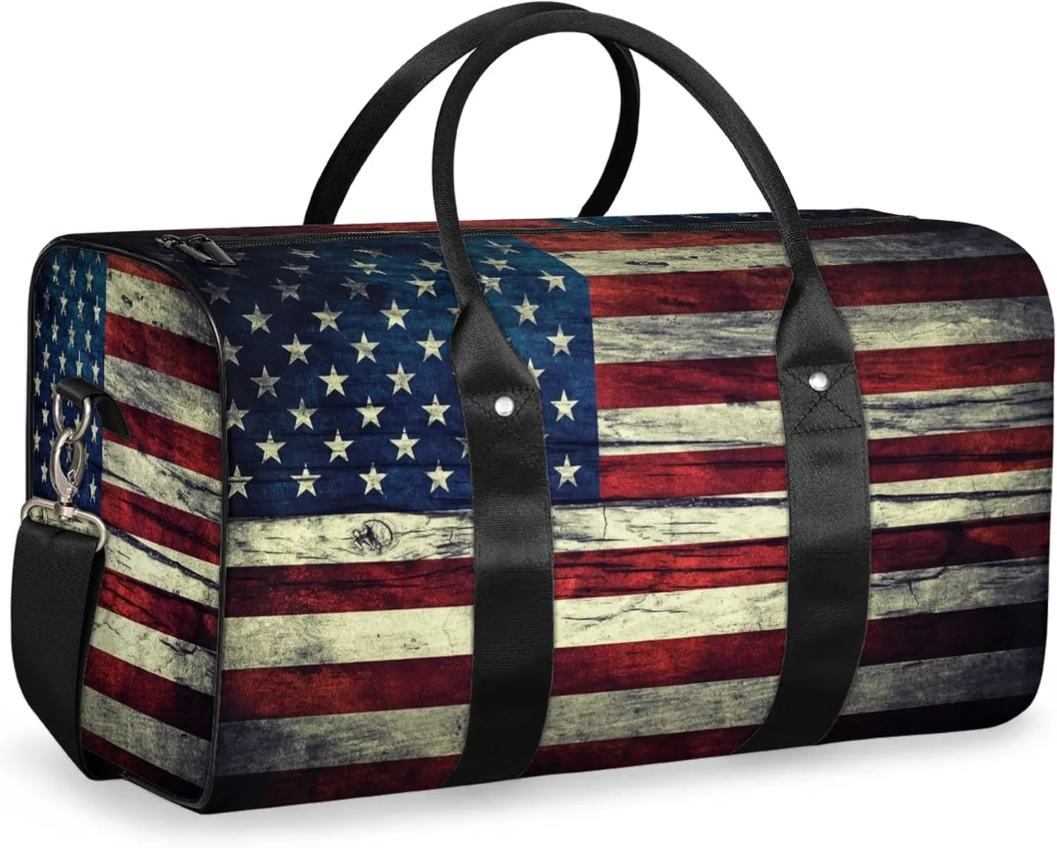 Travel Duffle Bag American Flag Retro Sports Gym Bags for Women Men Weekender Overnight Bags Waterproof Carry On Tote Bag Workout Bag for Dance Swimming Yoga Hospital