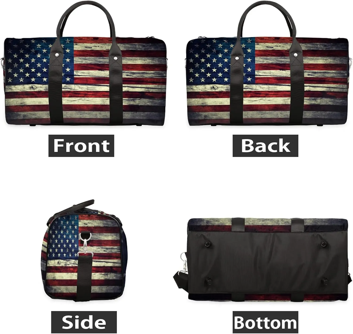 Travel Duffle Bag American Flag Retro Sports Gym Bags for Women Men Weekender Overnight Bags Waterproof Carry On Tote Bag Workout Bag for Dance Swimming Yoga Hospital
