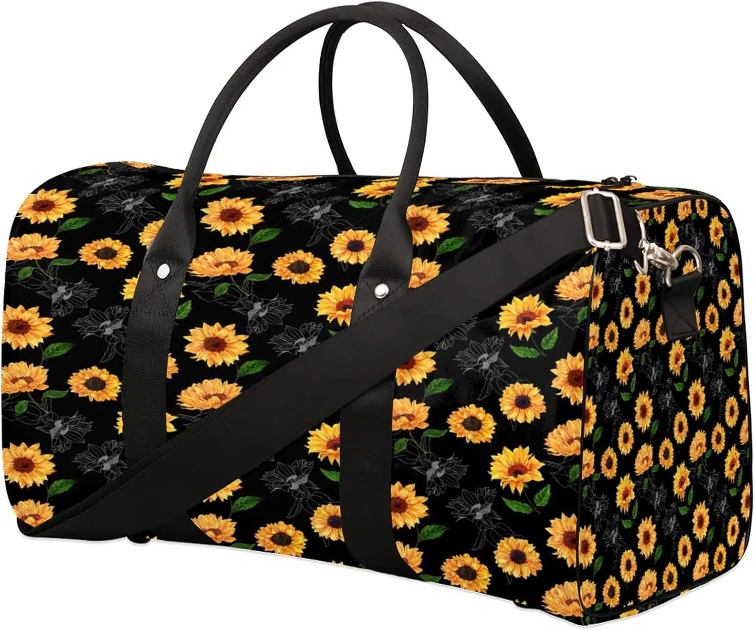 Travel Duffle Bag Flower Sunflower Beautiful Sports Gym Bags for Women Men Weekender Overnight Bags Waterproof Carry On Tote Bag Workout Bag for Dance Swimming Yoga Hospital