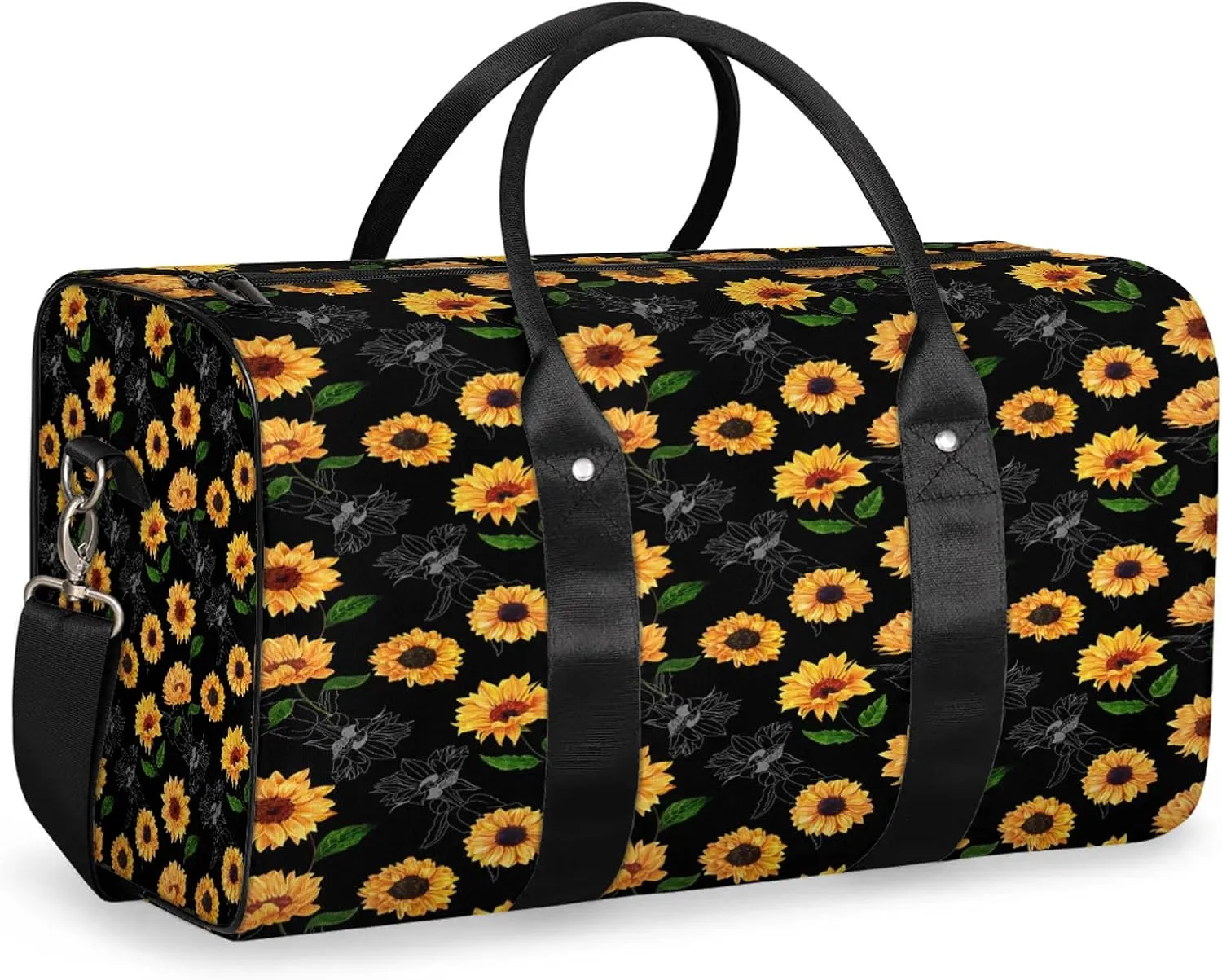 Travel Duffle Bag Flower Sunflower Beautiful Sports Gym Bags for Women Men Weekender Overnight Bags Waterproof Carry On Tote Bag Workout Bag for Dance Swimming Yoga Hospital