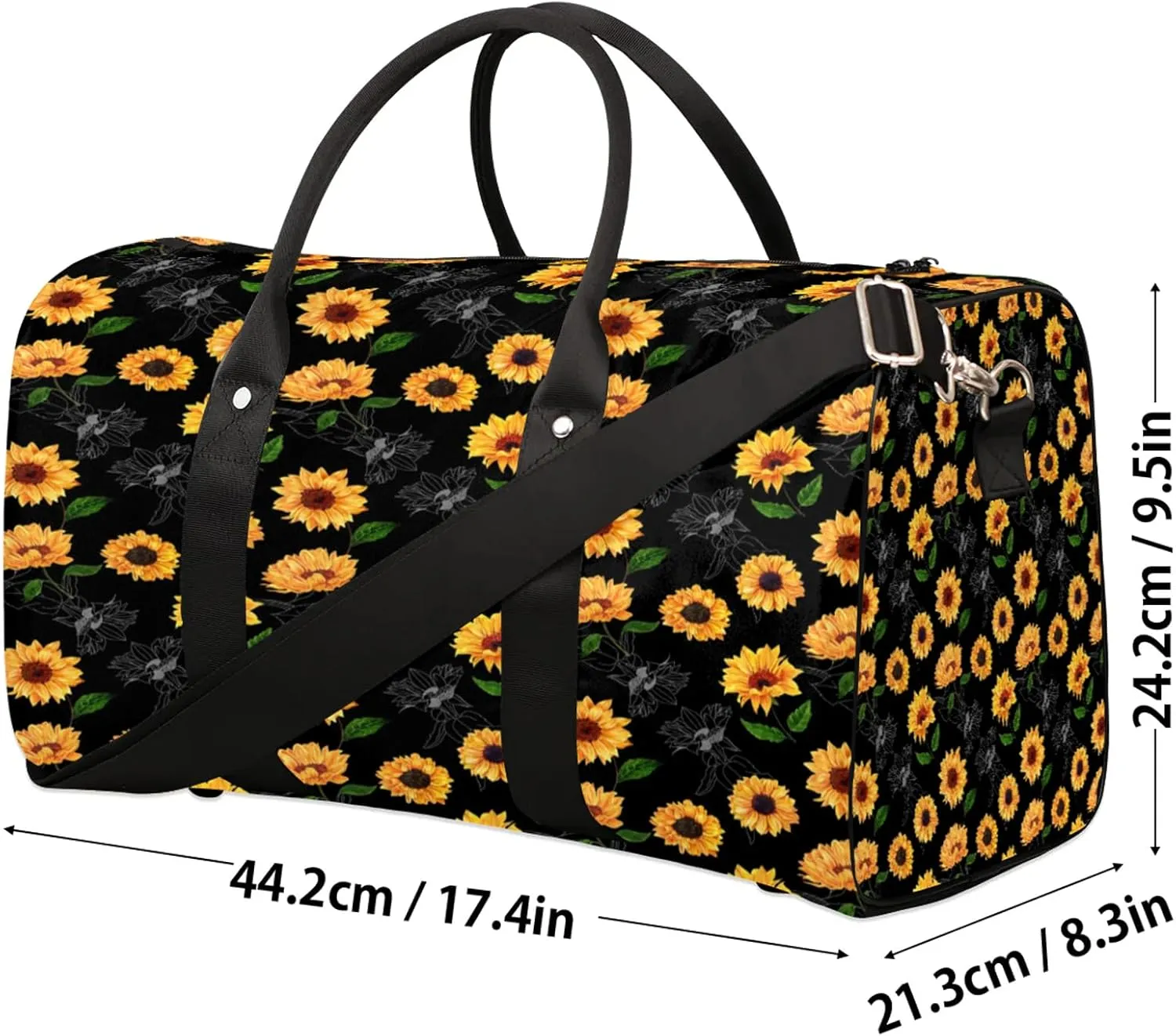 Travel Duffle Bag Flower Sunflower Beautiful Sports Gym Bags for Women Men Weekender Overnight Bags Waterproof Carry On Tote Bag Workout Bag for Dance Swimming Yoga Hospital