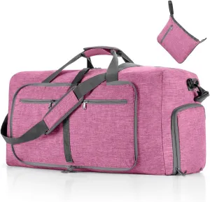 Travel Duffle Bag for Men/Women 115L Foldable Sport Duffel Bag Gym Tote Bag with Shoes Compartment Large Overnight Bag Weekend Shoulder Bag Carry On Luggage Hospital Bag Light Purple