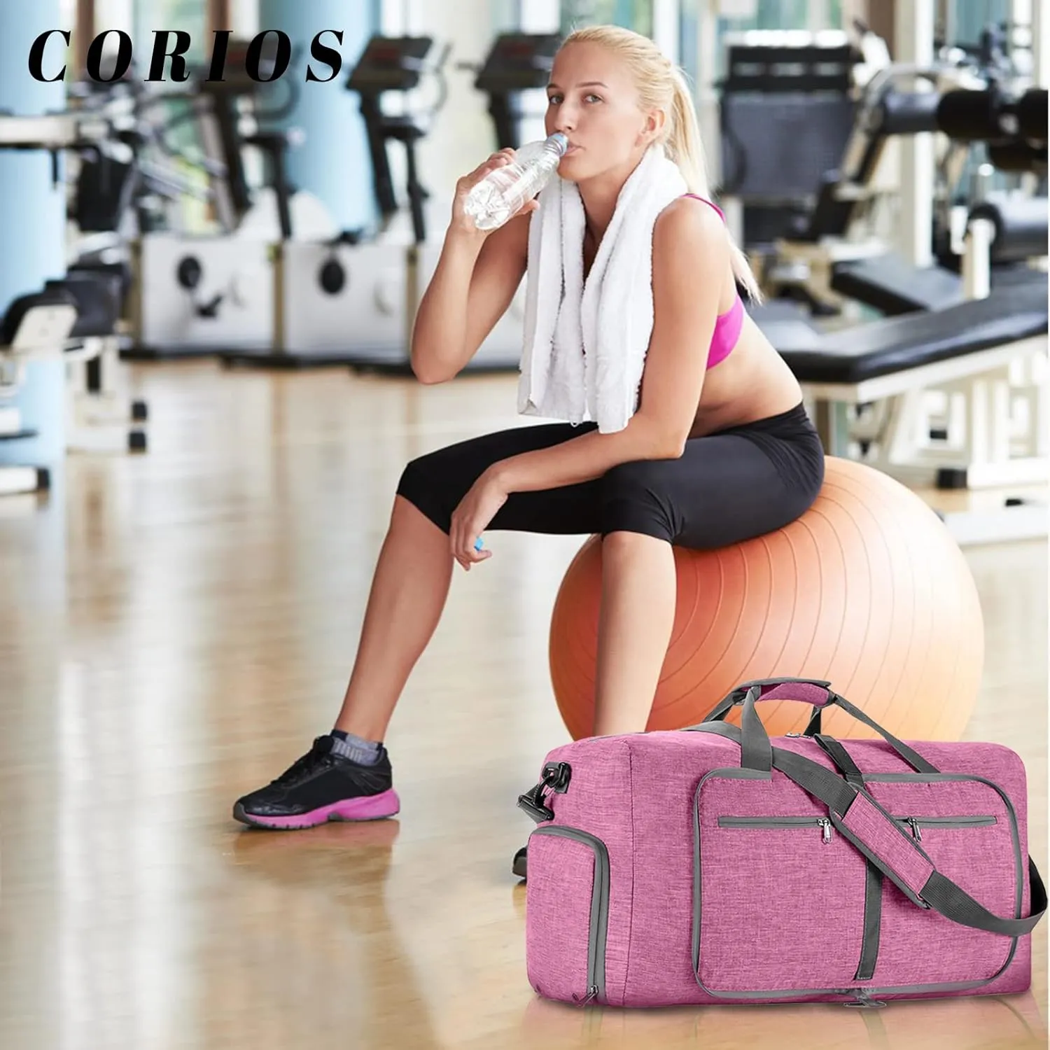 Travel Duffle Bag for Men/Women 115L Foldable Sport Duffel Bag Gym Tote Bag with Shoes Compartment Large Overnight Bag Weekend Shoulder Bag Carry On Luggage Hospital Bag Light Purple