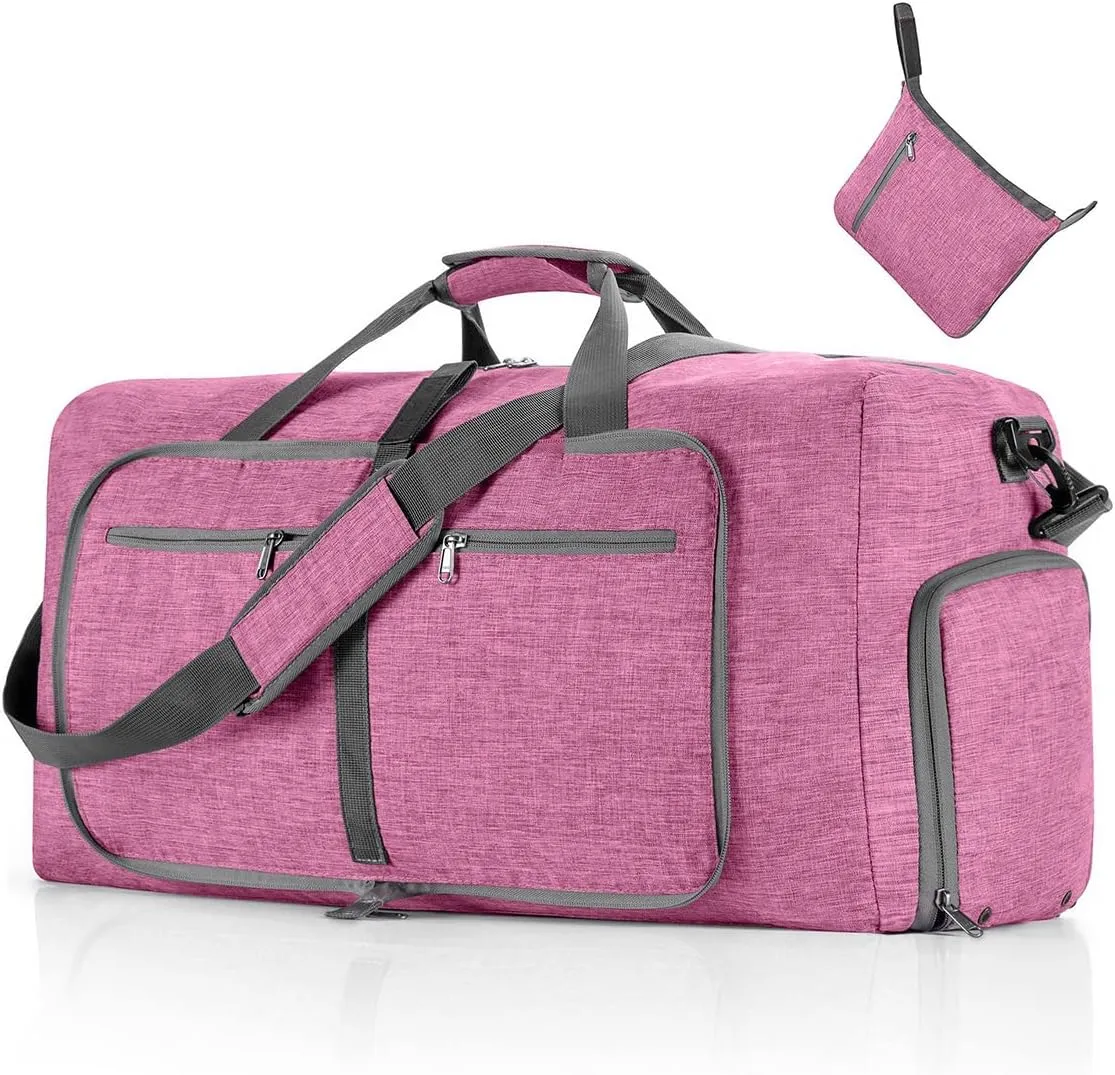 Travel Duffle Bag for Men/Women 115L Foldable Sport Duffel Bag Gym Tote Bag with Shoes Compartment Large Overnight Bag Weekend Shoulder Bag Carry On Luggage Hospital Bag Light Purple
