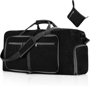 Travel Duffle Bag for Men/Women 115L Foldable Sport Duffel Bag Gym Tote Bag with Shoes Compartment Large Overnight Bag Weekend Shoulder Bag Lightweight Carry On Luggage Hospital Bag Black B