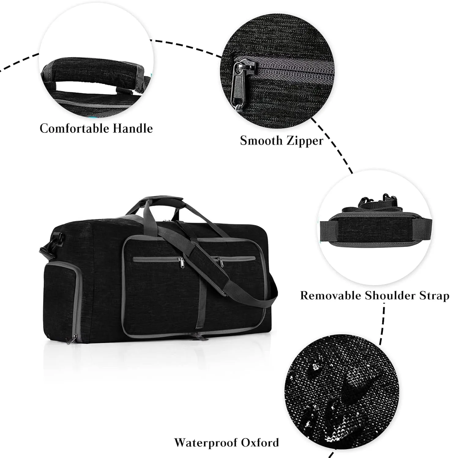 Travel Duffle Bag for Men/Women 115L Foldable Sport Duffel Bag Gym Tote Bag with Shoes Compartment Large Overnight Bag Weekend Shoulder Bag Lightweight Carry On Luggage Hospital Bag Black B