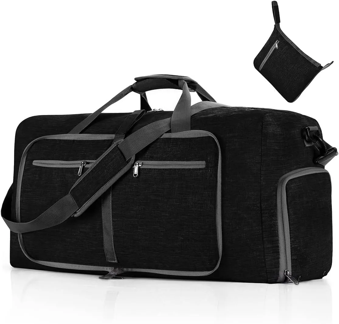 Travel Duffle Bag for Men/Women 115L Foldable Sport Duffel Bag Gym Tote Bag with Shoes Compartment Large Overnight Bag Weekend Shoulder Bag Lightweight Carry On Luggage Hospital Bag Black B