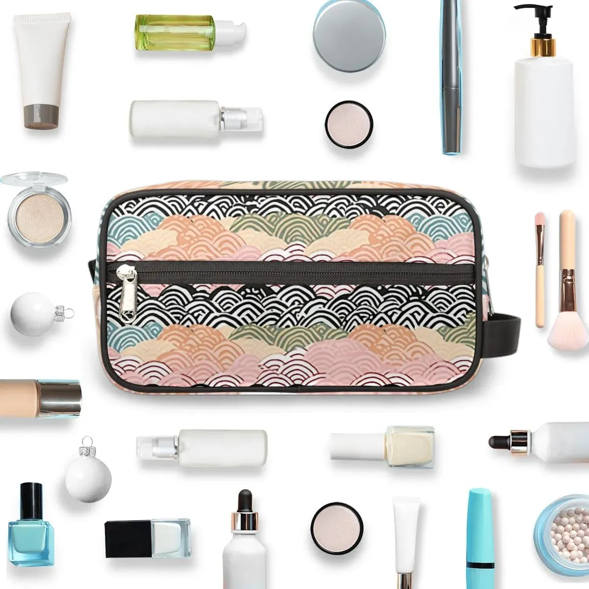 Travel Toiletry Bag for Women Men Abstract Ocean Water Hanging Cosmetic Bag Waterproof Makeup Bag for Shaving Makeup Toothbrush & Travel Essentials