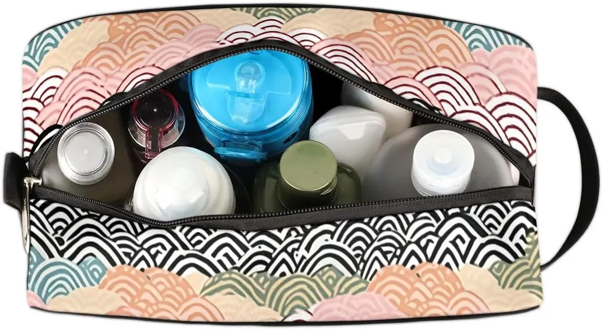 Travel Toiletry Bag for Women Men Abstract Ocean Water Hanging Cosmetic Bag Waterproof Makeup Bag for Shaving Makeup Toothbrush & Travel Essentials