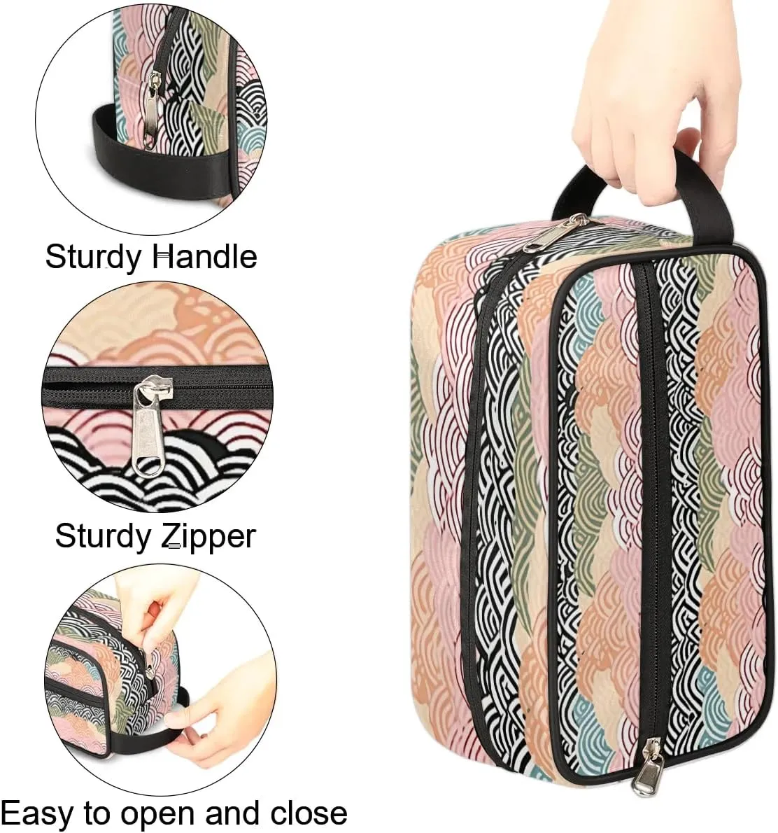 Travel Toiletry Bag for Women Men Abstract Ocean Water Hanging Cosmetic Bag Waterproof Makeup Bag for Shaving Makeup Toothbrush & Travel Essentials