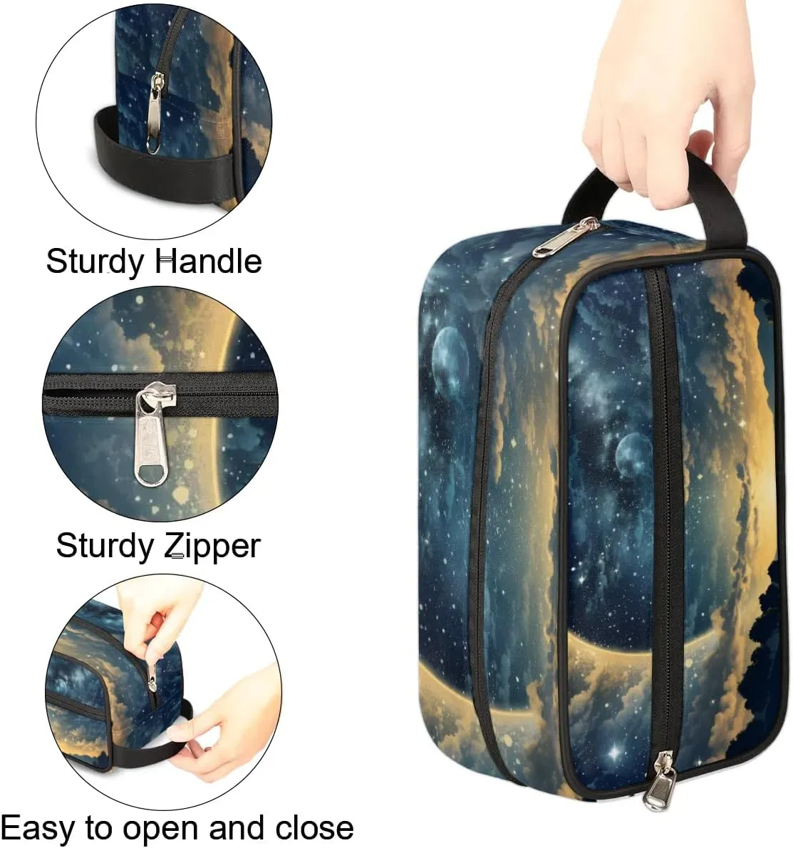 Travel Toiletry Bag for Women Men Beautiful Night Sky Hanging Cosmetic Bag Waterproof Makeup Bag for Shaving Makeup Toothbrush & Travel Essentials