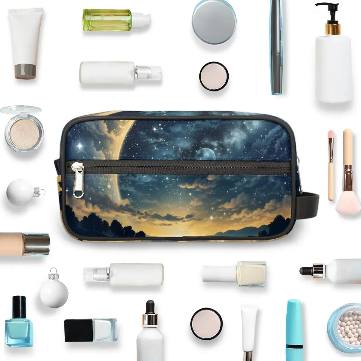 Travel Toiletry Bag for Women Men Beautiful Night Sky Hanging Cosmetic Bag Waterproof Makeup Bag for Shaving Makeup Toothbrush & Travel Essentials