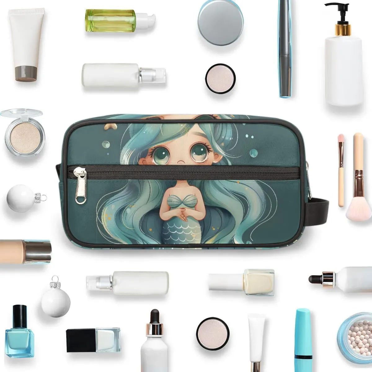 Travel Toiletry Bag for Women Men Mermaid Sea Hanging Cosmetic Bag Waterproof Makeup Bag for Shaving Makeup Toothbrush & Travel Essentials