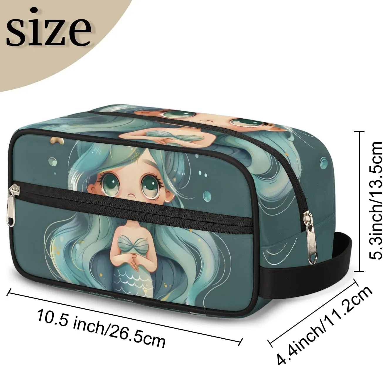 Travel Toiletry Bag for Women Men Mermaid Sea Hanging Cosmetic Bag Waterproof Makeup Bag for Shaving Makeup Toothbrush & Travel Essentials