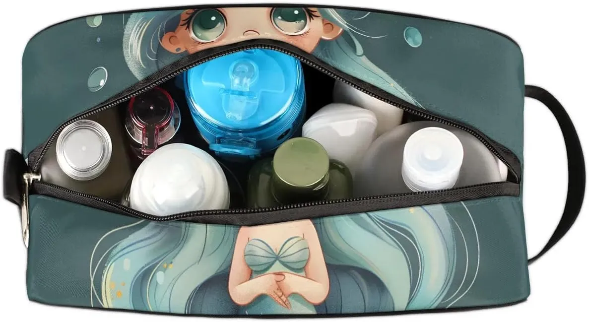 Travel Toiletry Bag for Women Men Mermaid Sea Hanging Cosmetic Bag Waterproof Makeup Bag for Shaving Makeup Toothbrush & Travel Essentials