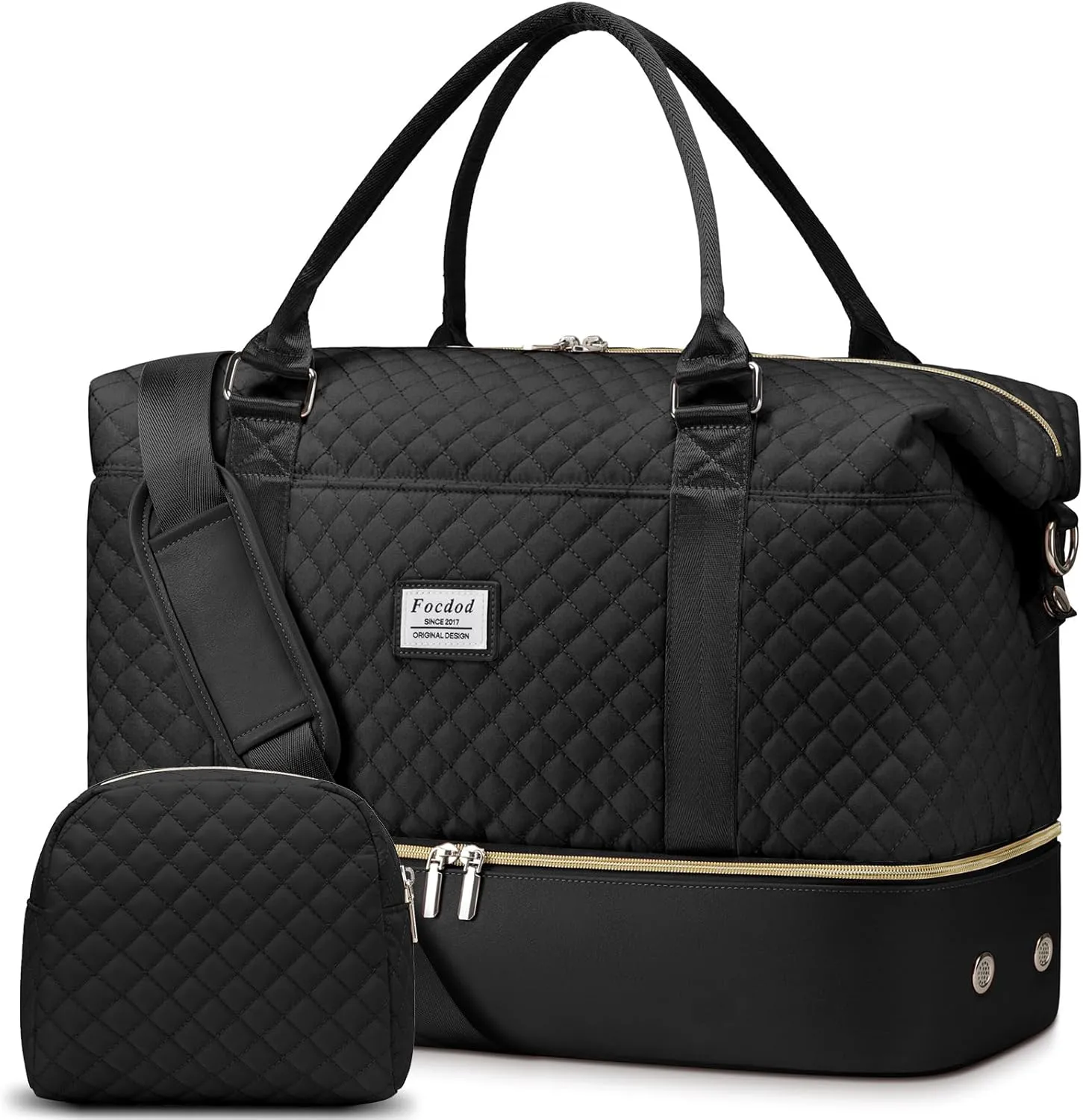Travel Weekender Duffle Bags for Women: Overnight Bags with Shoe Compartment Large Carry on Weekend Bag with Toiletry & Wet Pocket Tote Duffel Bag Hospital Bag for Women Labor Delivery Black Brown