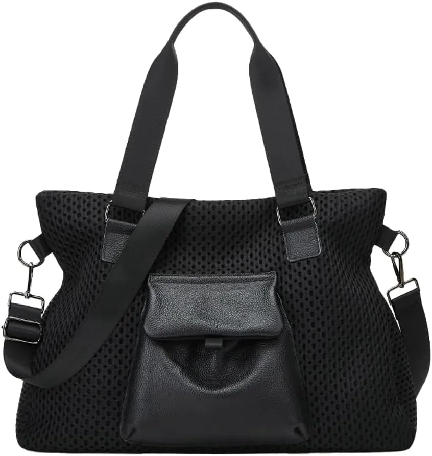 Trendy Mesh Duffle Bag for Travel Women Large Lightweight Shoulder Bags Tote Handbags Satchel Multi Pockets 2025