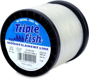 Triple Fish Monofilament Fishing Line - Strong Clear Pink Camo Color for Trolling, Bottom Fishing, Casting Main Line Catfish, Bass