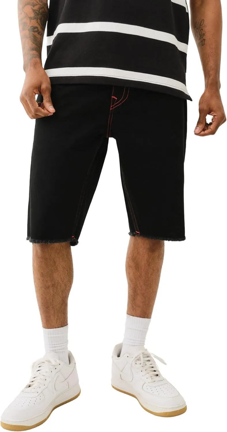 True Religion Men's Ricky SN Flap Short Fray Hem | Denim Shorts with Flap Pockets and Distressed Hem