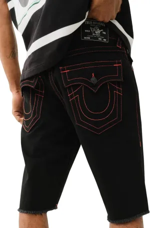 True Religion Men's Ricky SN Flap Short Fray Hem | Denim Shorts with Flap Pockets and Distressed Hem