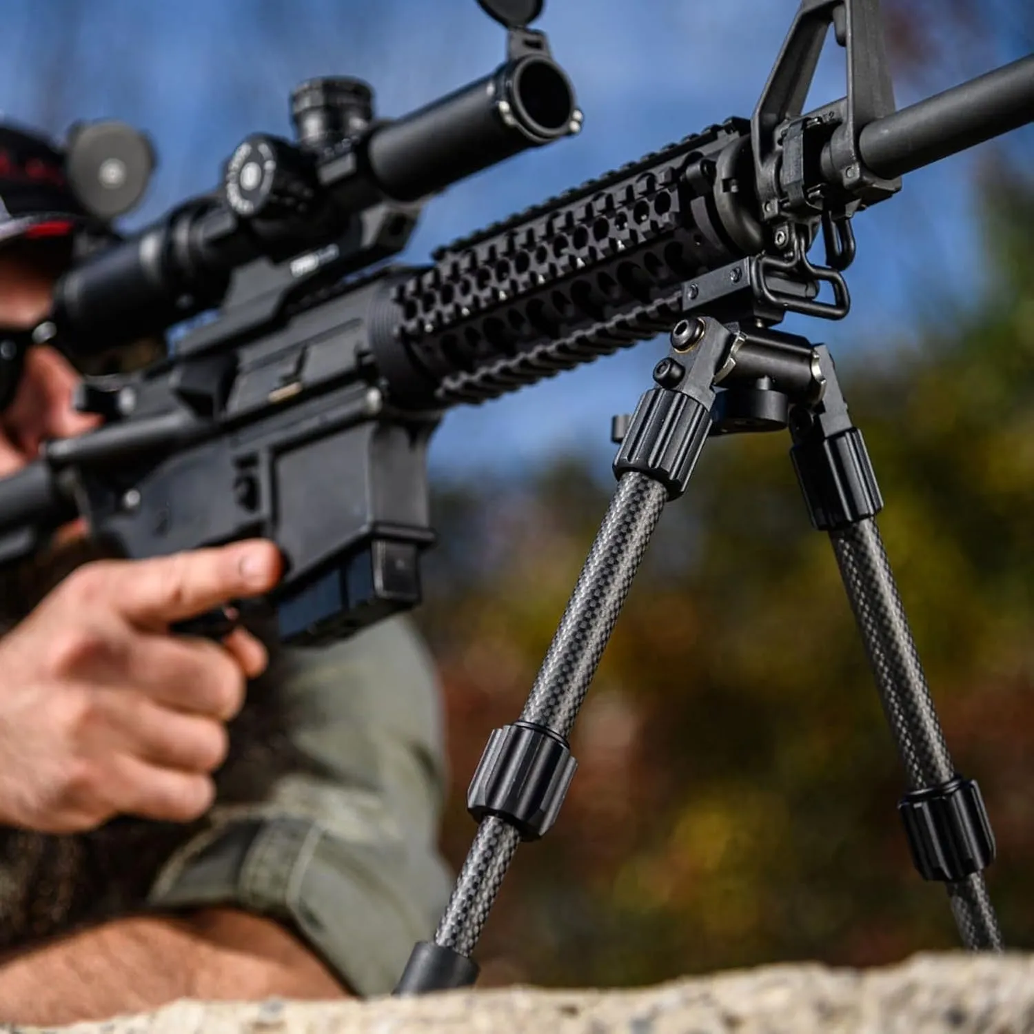TRUGLO Tac Pod Carbon Pro Adjustable Lightweight Durable Portable Rifle Bipod w/Pivoting Base - Mount Style & Leg Length Options