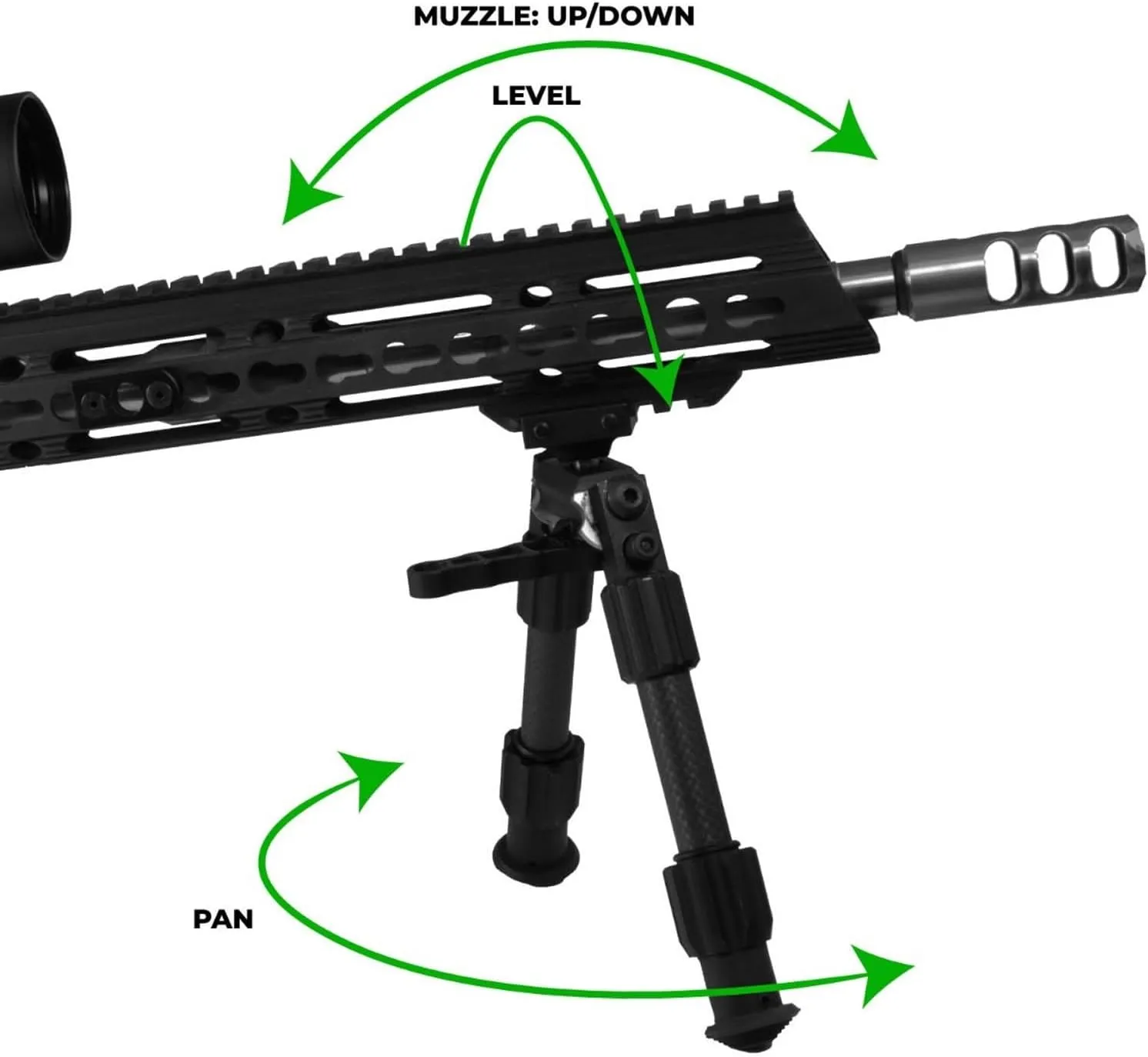 TRUGLO Tac Pod Carbon Pro Adjustable Lightweight Durable Portable Rifle Bipod w/Pivoting Base - Mount Style & Leg Length Options