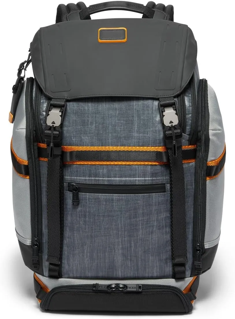 TUMI - Alpha Bravo Expedition Flap Backpack - Large Carry On Backpack - 21.0" X 12.5" X 7.5" - Fits up to 17" Laptop - Steel