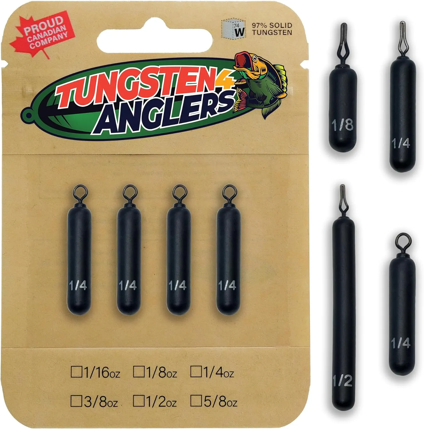 Tungsten 4 Anglers – 97% Pure Tungsten Skinny Drop Shot Weight Perfect Your Finesse Fishing |1/8oz. to 1/2oz. - Multi-Color | Perfect Your Finesse Fishing – 4-10-Pack/Bag