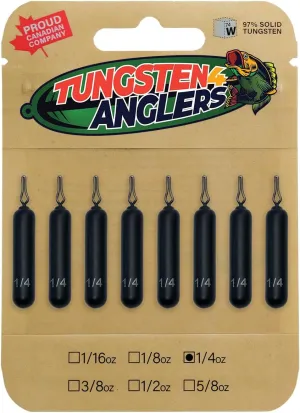 Tungsten 4 Anglers – 97% Pure Tungsten Skinny Drop Shot Weight Perfect Your Finesse Fishing |1/8oz. to 1/2oz. - Multi-Color | Perfect Your Finesse Fishing – 4-10-Pack/Bag