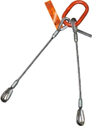 Two Leg Wire Rope Sling | 2.5 Ton Vertical Rated Capacity | Heavy-Duty Thimble-to-Thimble | 3/8" Dia. | 3' Length | EIPS 6x25 IWRC | Hanes Supply (HSI) Heavy Duty Rigging Cable for Lifting and Towing