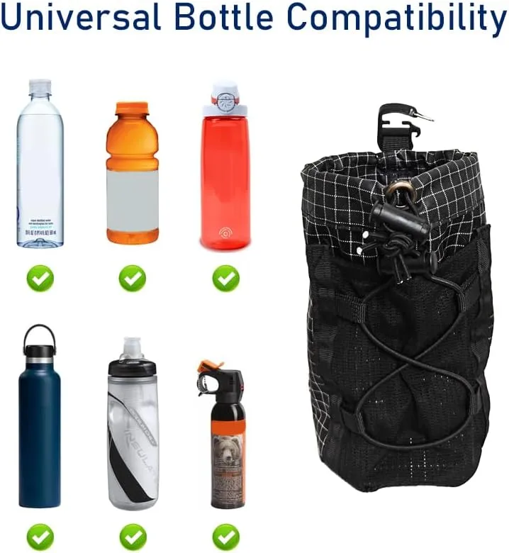 Ultralight Shoulder Strap Water Bottle Holder, Durable Backpack Water Bottle Carrier Fits 8oz-24oz Bottles for Hiking, Running, Travel | Backpack Accessories & Backpack Attachments