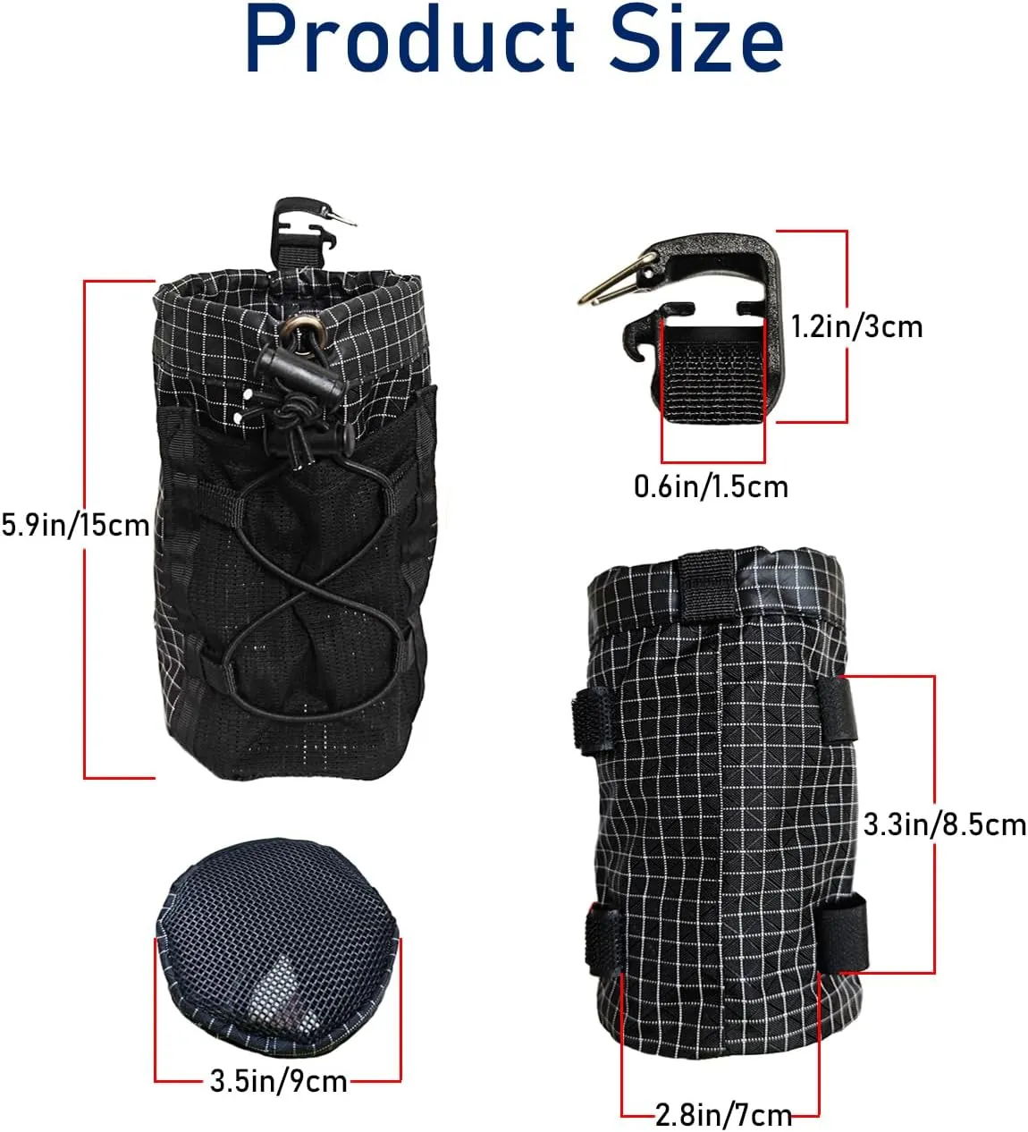 Ultralight Shoulder Strap Water Bottle Holder, Durable Backpack Water Bottle Carrier Fits 8oz-24oz Bottles for Hiking, Running, Travel | Backpack Accessories & Backpack Attachments