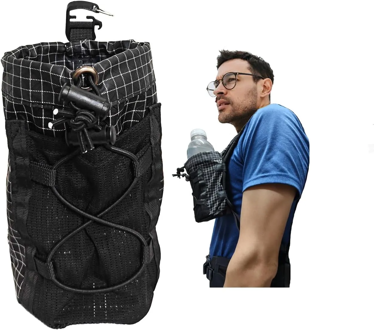 Ultralight Shoulder Strap Water Bottle Holder, Durable Backpack Water Bottle Carrier Fits 8oz-24oz Bottles for Hiking, Running, Travel | Backpack Accessories & Backpack Attachments