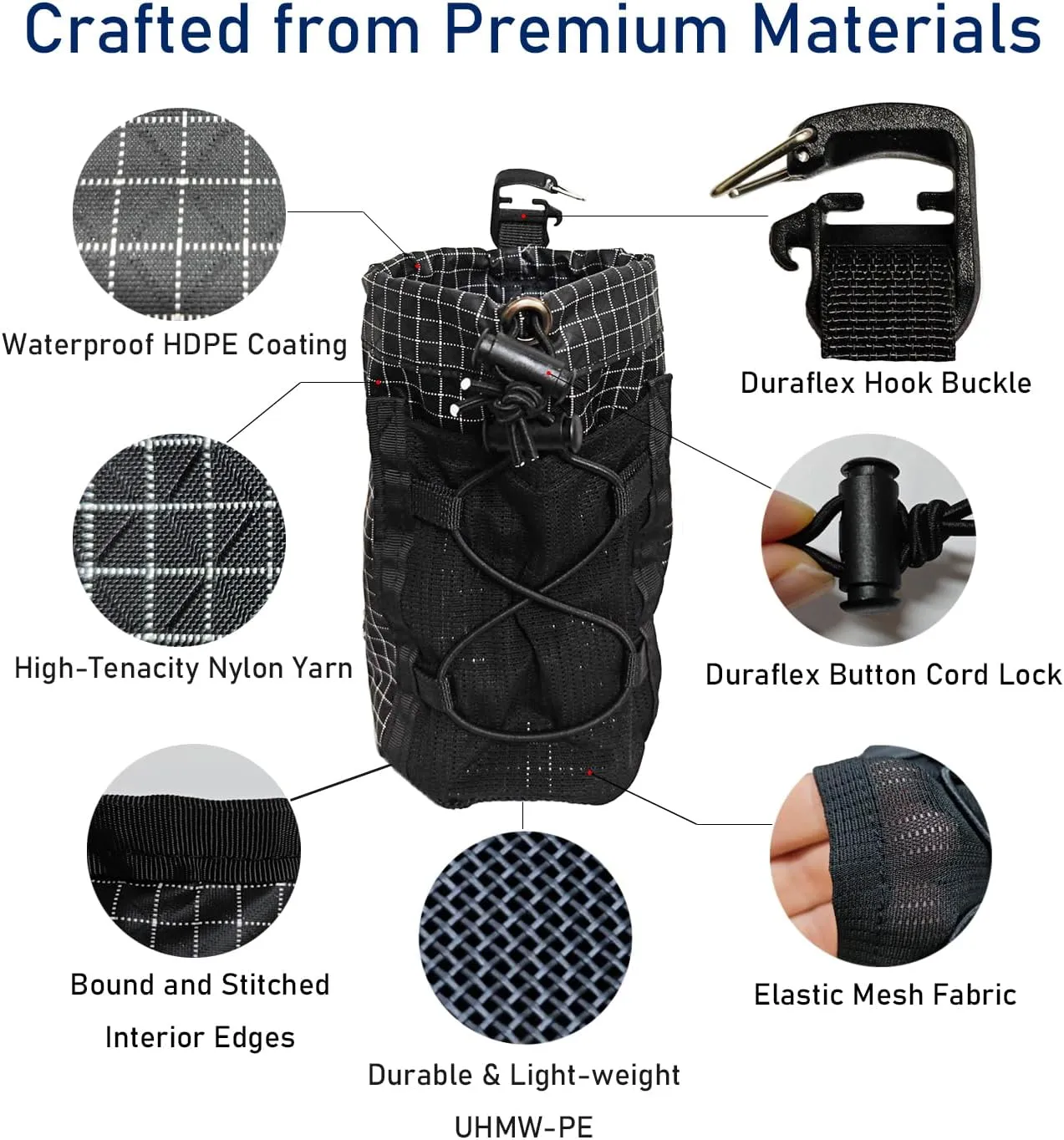 Ultralight Shoulder Strap Water Bottle Holder, Durable Backpack Water Bottle Carrier Fits 8oz-24oz Bottles for Hiking, Running, Travel | Backpack Accessories & Backpack Attachments