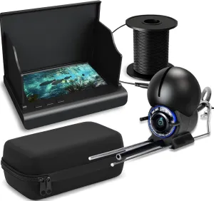 Underwater Fishing Camera, 4.3 Inch LCD and Upgraded HD Lens for Ice Lake Boat Kayak Fishing, Waterproof Fishing Camera Infrared Night Vision Light, Portable Beginner Fish Finder 50ft Cable (Black)