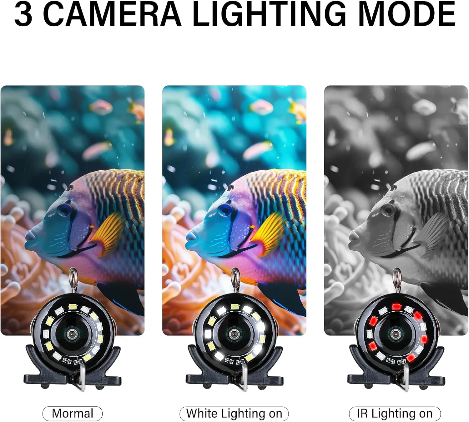 Underwater Fishing Camera 5" LCD Monitor Portable Fish Camera with Light Waterproof IP68 for Ice Fishing, Lake Sea Boat Kayak Fishing