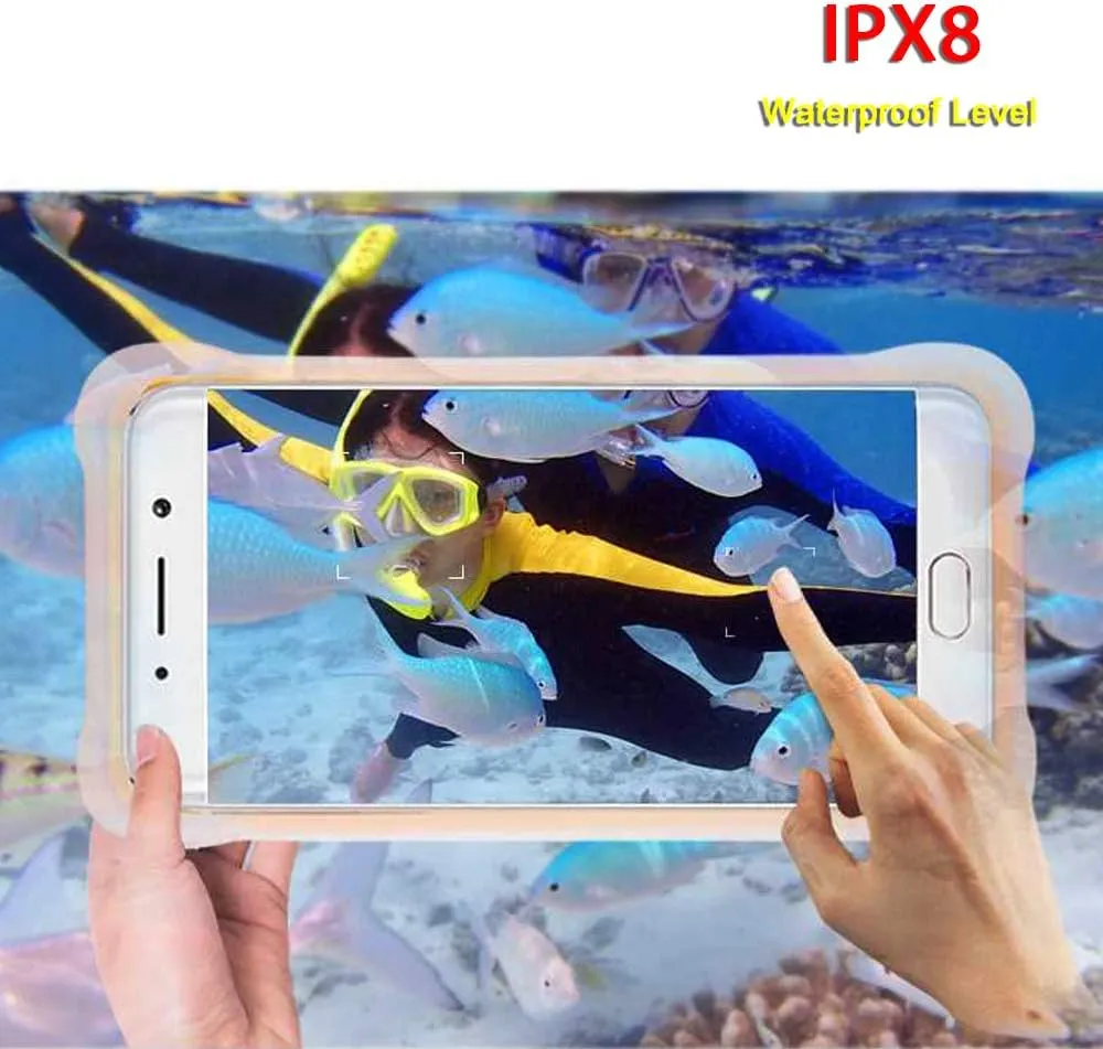 Underwater Photography Waterproof Phone Case Pouch for iPhone 6/7/8 Enhanced Underwater Cell Phone Dry Bag with Armband O Lens Ring Full Sealed Waterproof Case IPX8 Certified