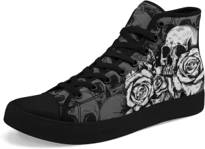 Unisex Skull High Tops for Women Cool Design Black Canvas Shoes Classic Lace Up Fashion Sneakers Streetwear