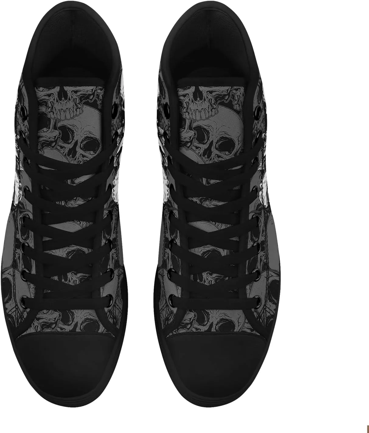 Unisex Skull High Tops for Women Cool Design Black Canvas Shoes Classic Lace Up Fashion Sneakers Streetwear