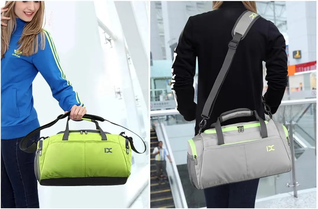 Unisex Wet and Dry Separation Gym Tote Bag with Shoes Compartment,Crossbody Drum Bag for Yoga/Sports/Weekend Getaway., Green
