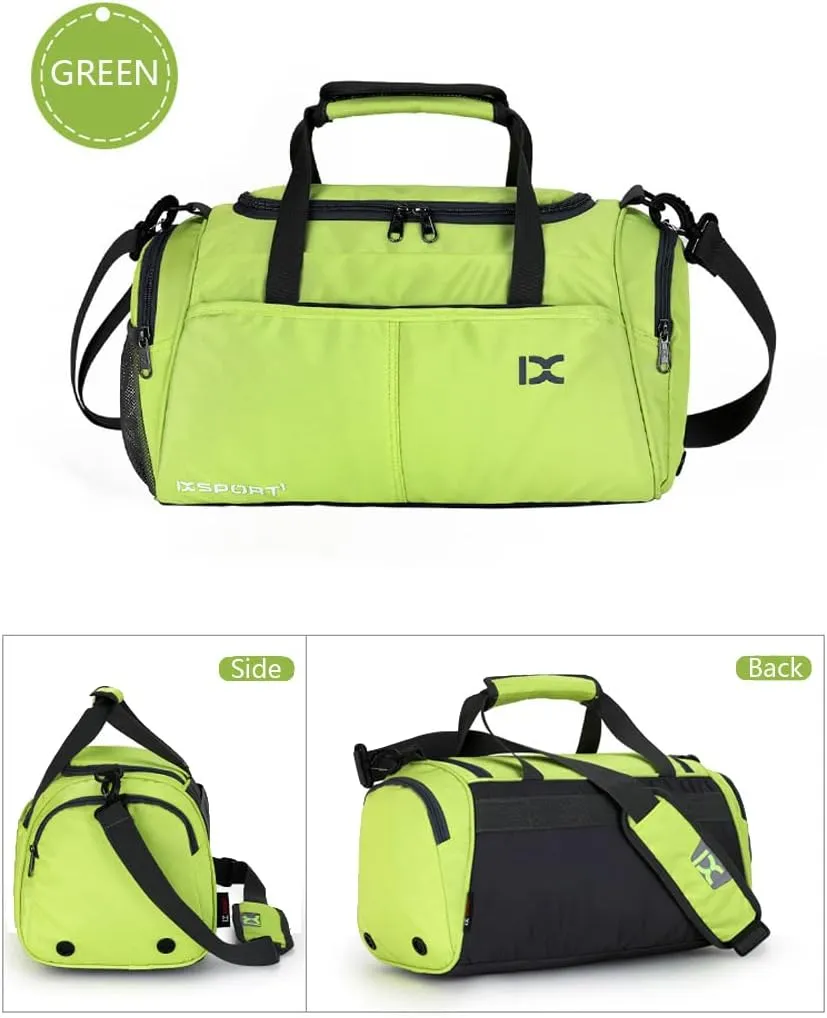 Unisex Wet and Dry Separation Gym Tote Bag with Shoes Compartment,Crossbody Drum Bag for Yoga/Sports/Weekend Getaway., Green