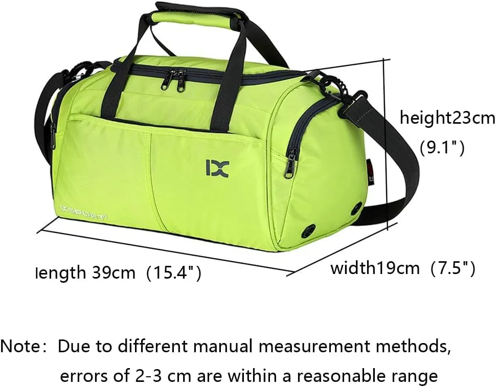 Unisex Wet and Dry Separation Gym Tote Bag with Shoes Compartment,Crossbody Drum Bag for Yoga/Sports/Weekend Getaway., Green
