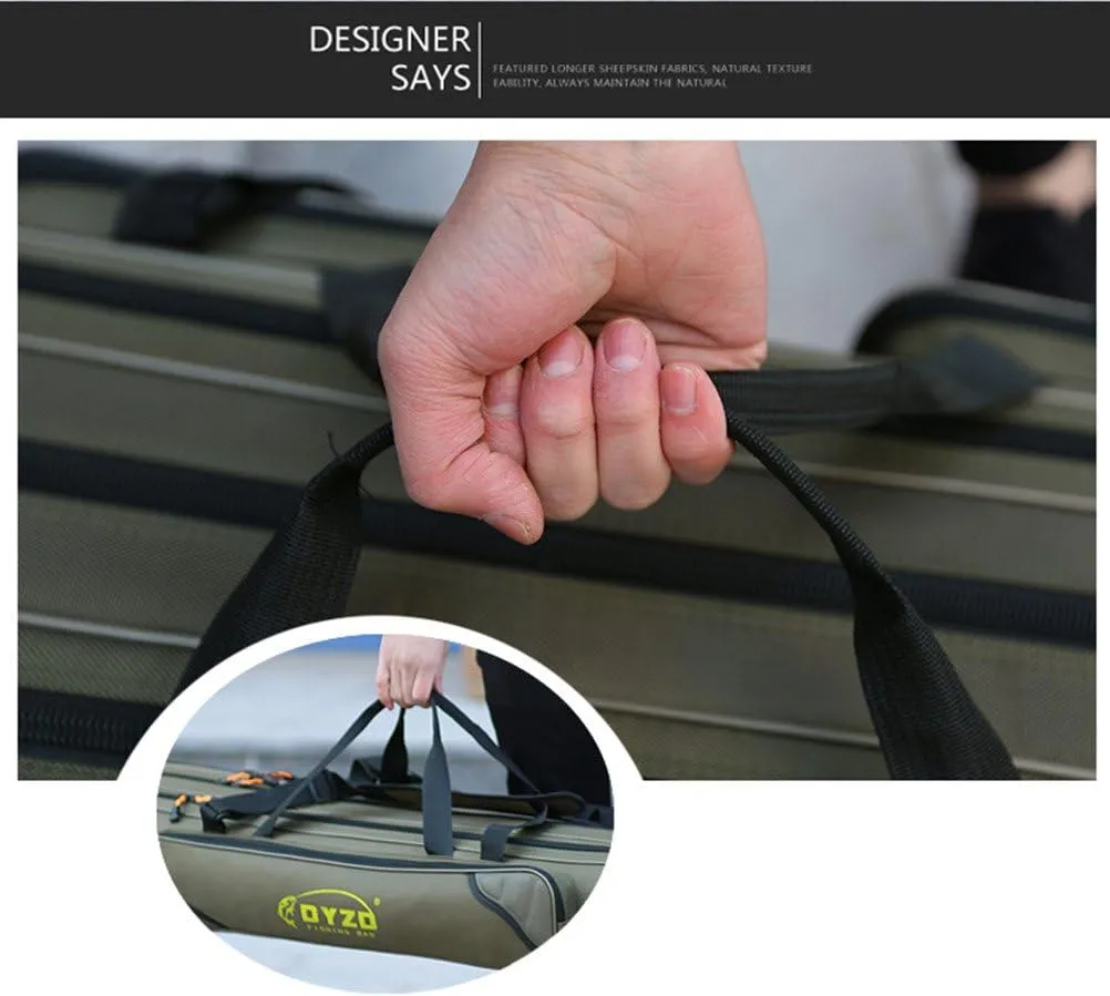 UNISTRENGH 3 Layers Portable Folding Fishing Rod Carrier Reel Case Bags Fish Pole Tools Soft Case Pro Gear Tackle Storage Bag for Shoulders,Handles (3 layers/80cm)