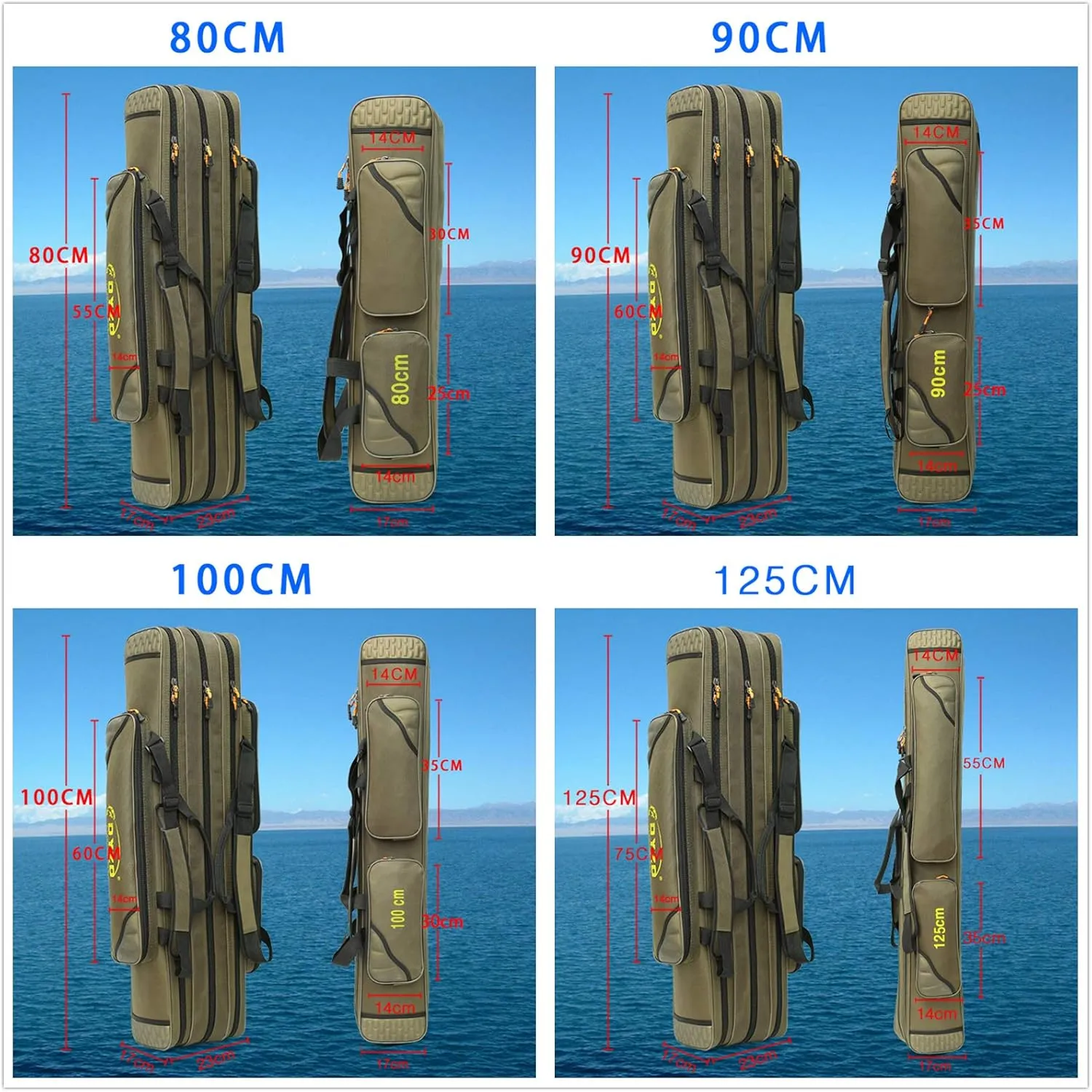 UNISTRENGH 3 Layers Portable Folding Fishing Rod Carrier Reel Case Bags Fish Pole Tools Soft Case Pro Gear Tackle Storage Bag for Shoulders,Handles (3 layers/80cm)