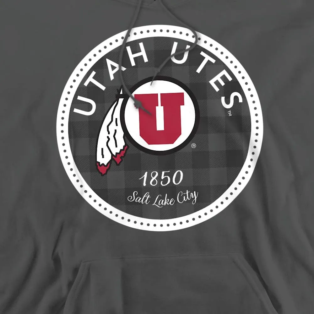 University of Utah Official Plaid Badge Unisex Adult Pull-Over Hoodie