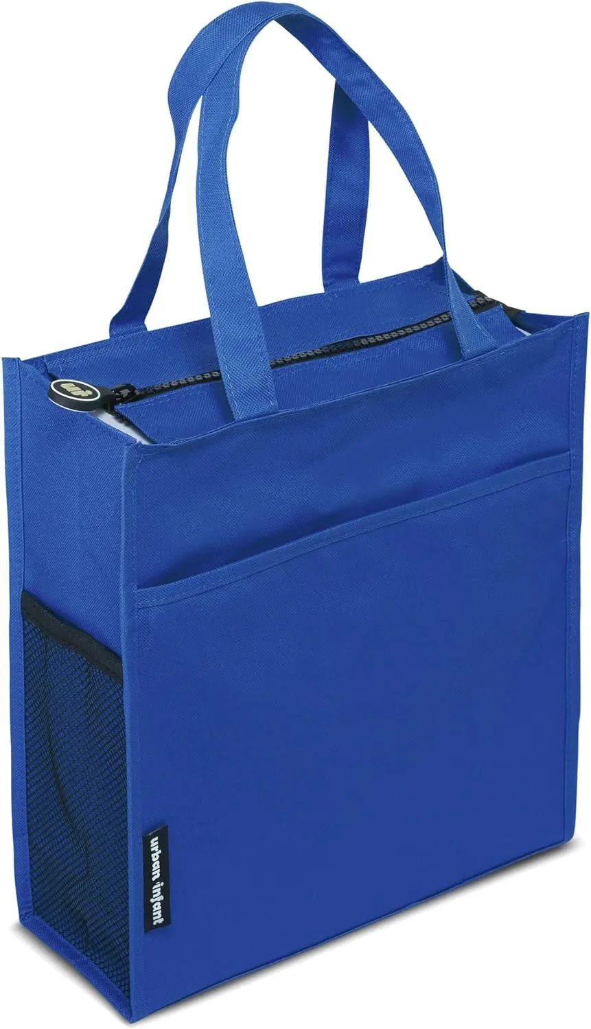 Urban Infant Tote Bag for Kids - Outer Pocket, Name Tag, 2 Mesh Bottle Holders, and Zippered Top